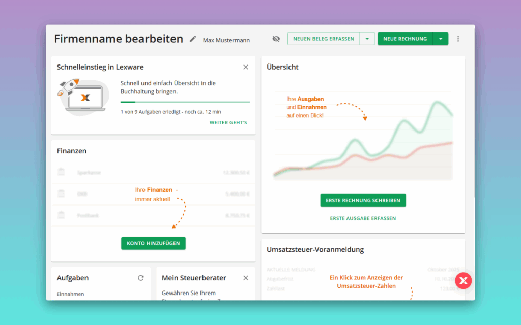 Lexware Office Dashboard