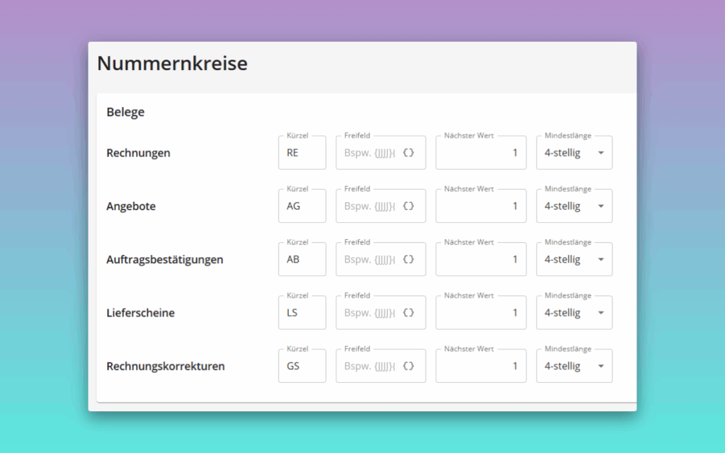 Lexware Office Nummernkreise anlegen