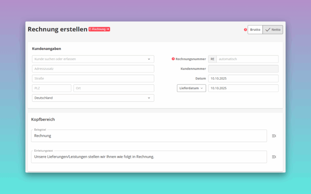 Rechnung in Lexware Office erstellen